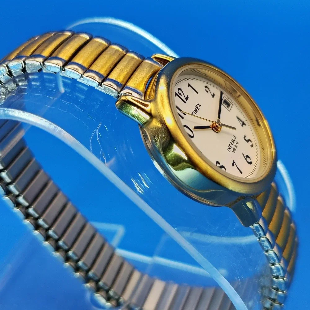 Vintage 2005 Timex Indiglo Easy Reader‎ Date Two Tone Women's Quartz Watch